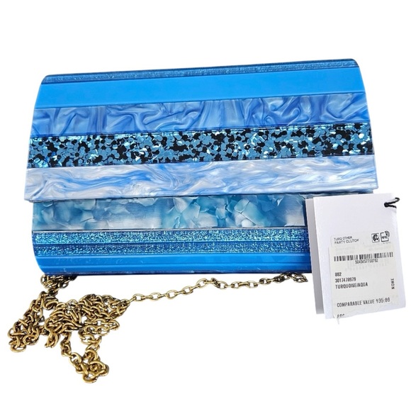 Kurt Geiger Handbags - ✨💎BNWT💎✨KURT GEIGER BLUE HARD CLUTCH CROSSBODY W/DUSTY & GIFT